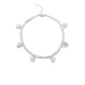 925 Sterling Silver Women Gift Zircon Butterfly Anklet